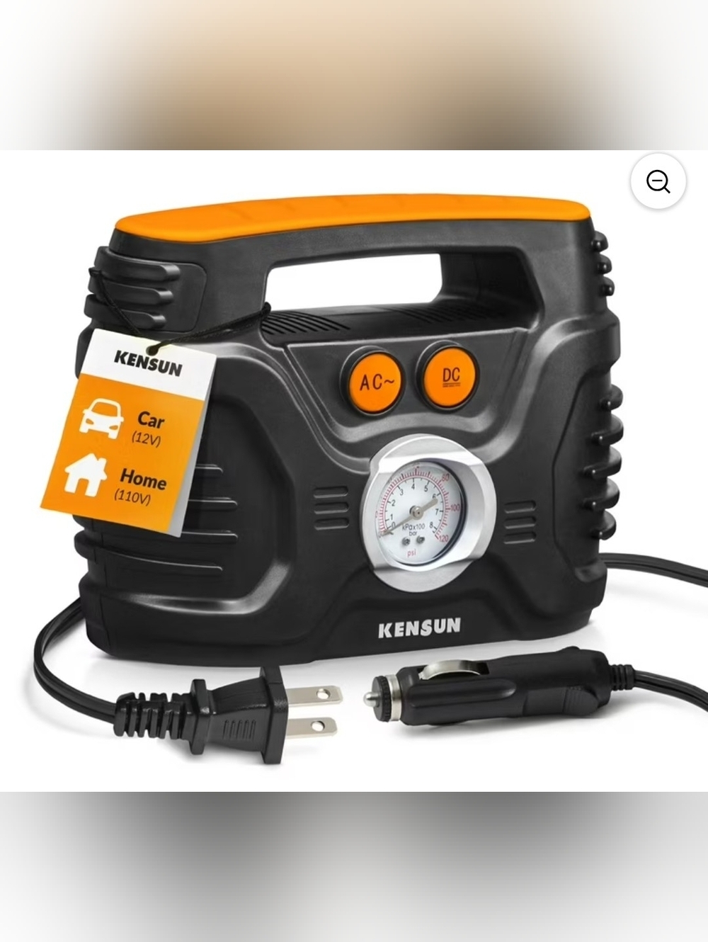 Kensun Air Compressor for Tires - Portable Tire Inflator Air Pump for Car